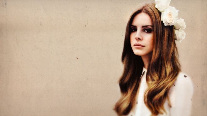lana del rey with flowers in her hair